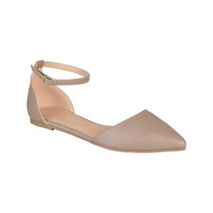 JOURNEE COLLECTION Womens Beige Dorsay Crochet Reba Pointed Toe Ballet Flats 8